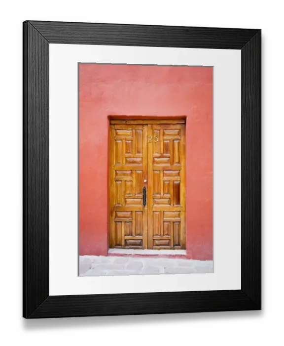 Framed Print : North America, Mexico, Guanajuato state, San Miguel. A carved wooden door in San Miguel