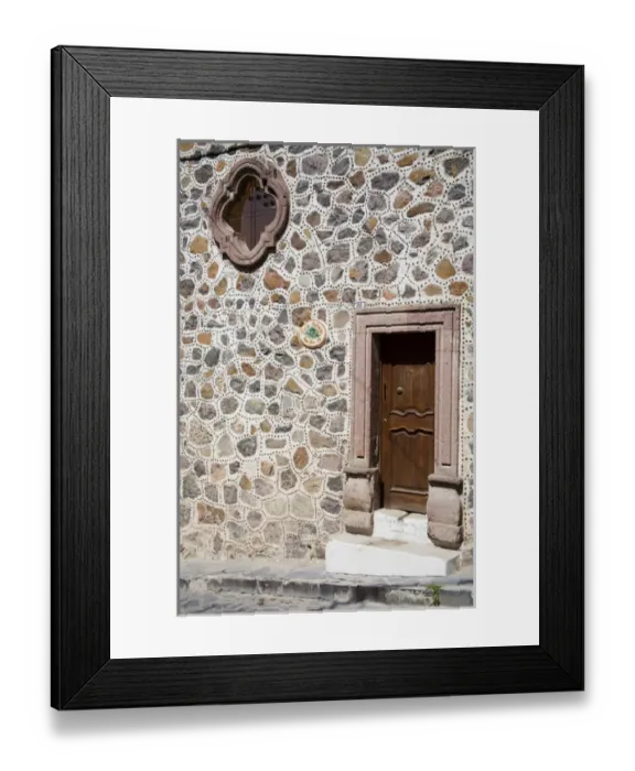 Framed Print : North America, Mexico, Guanajuato state, San Miguel. An unusual stone wall and entrance