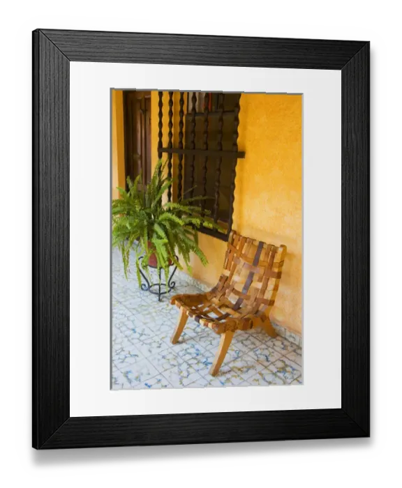 Framed Print : North America, Mexico, Guanajuato state, San Miguel de Allende. Leather chair in Framed Print : North America, Mexico, Guanajuato state, San Miguel de Allende. Leather chair in