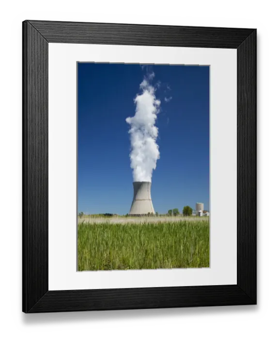 Framed Print : USA, Ohio, Locust Point, Davis Besse nuclear power plant along Lake Erie