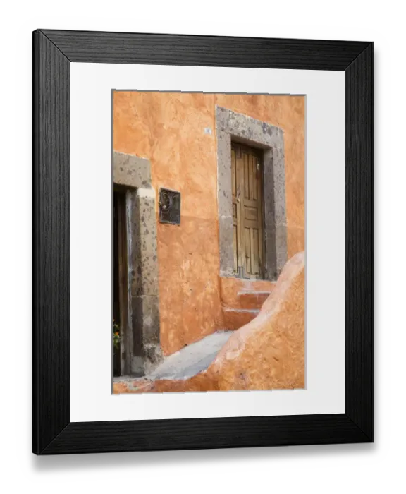 Framed Print : North America, Mexico, Guanajuato state, San Miguel. An orange colored stucco house Framed Print : North America, Mexico, Guanajuato state, San Miguel. An orange colored stucco house