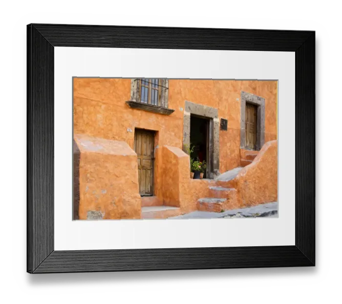 Framed Print : North America, Mexico, Guanajuato state, San Miguel. An orange colored stucco house