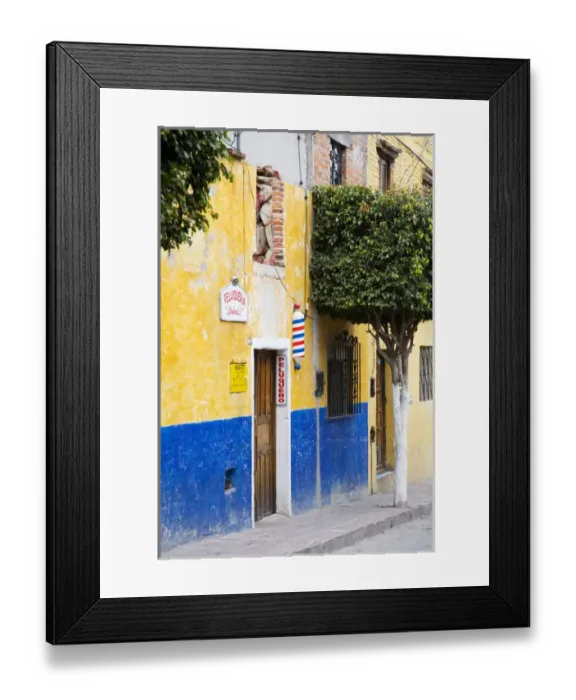 Framed Print : North America, Mexico, Guanajuato state, San Miguel de Allende. A barber shop