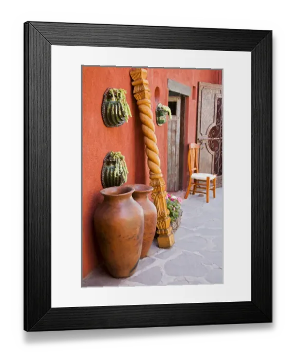 Framed Print : North America, Mexico, Guanajuato state, San Miguel de Allende. A display of pots