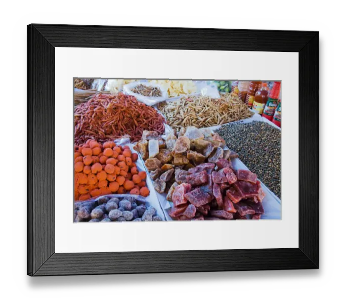 Framed Print : North America, Mexico, Guanajuato state, San Miguel de Allende. An assortment of snack foods