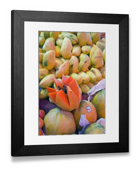 Framed Print : North America, Mexico, Guanajuato state, San Miguel de Allende. Mangos and papayas
