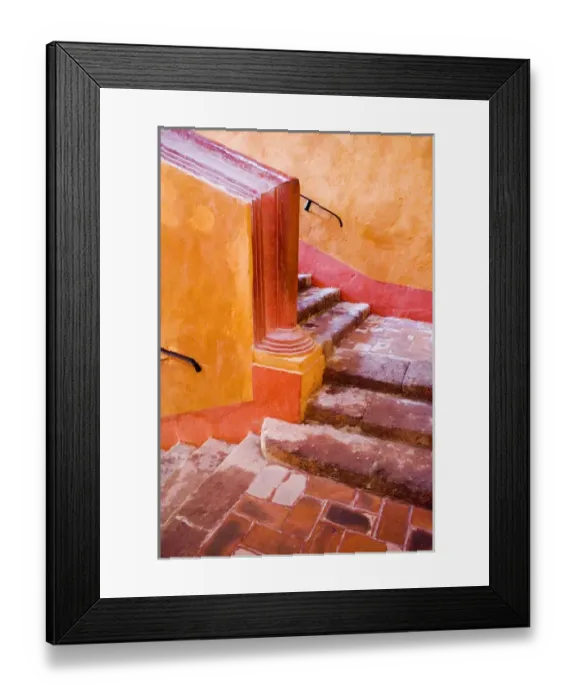 Framed Print : North America, Mexico, Guanajuato state, San Miguel de Allende. Stairs leading