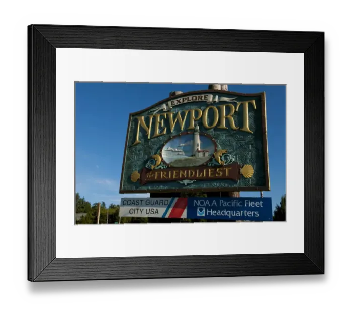 Framed Print : Sign welcome to Newport Oregon on Oregon Coast a sriendly place Framed Print : Sign welcome to Newport Oregon on Oregon Coast a sriendly place