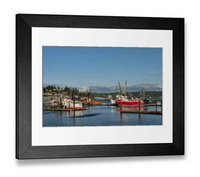 Framed Print : Beautiful old working fishing boats in harbor at sunset in Newport Oregon on Oregon Coast Framed Print : Beautiful old working fishing boats in harbor at sunset in Newport Oregon on Oregon Coast
