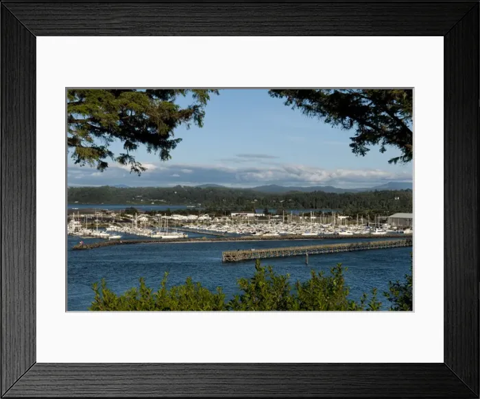 Framed Print : Newport Oregon harbor from above on Oregon Coast Framed Print : Newport Oregon harbor from above on Oregon Coast