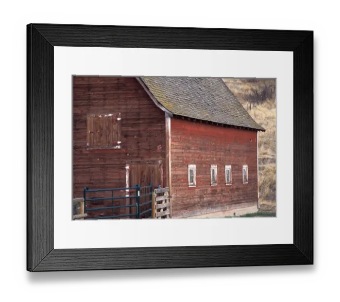 Framed Print : NA, USA, NE Oregon, Wallowa County, east side of red barn