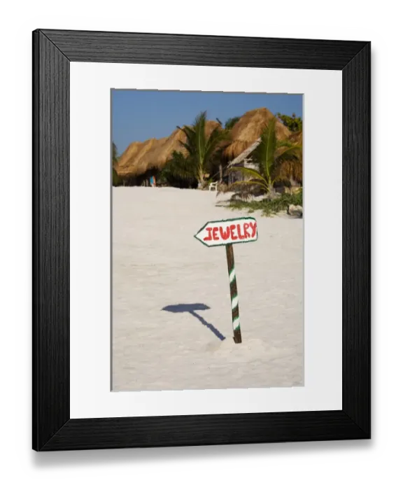 Framed Print : North America, Mexico, Quintana Roo, Tulum. A sign leading to a local craft booth Framed Print : North America, Mexico, Quintana Roo, Tulum. A sign leading to a local craft booth