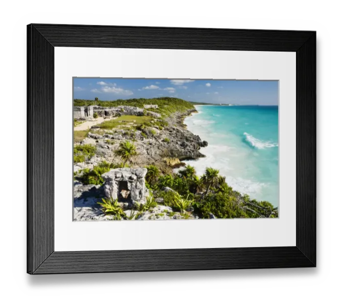 Framed Print : North America, Mexico, Quintana Roo, Tulum. A view from the main temple of the Tulum ruins