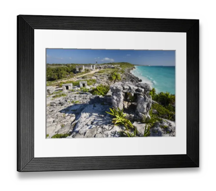 Framed Print : North America, Mexico, Quintana Roo, Tulum. A view from the main temple of the Tulum ruins