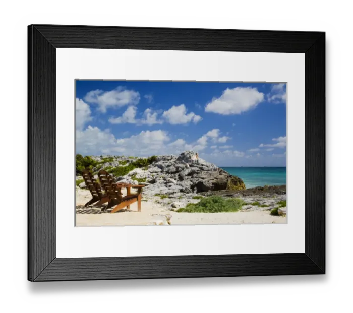 Framed Print : North America, Mexico, Quintana Roo, Tulum. Chairs overlooking the Caribbean Sea Framed Print : North America, Mexico, Quintana Roo, Tulum. Chairs overlooking the Caribbean Sea