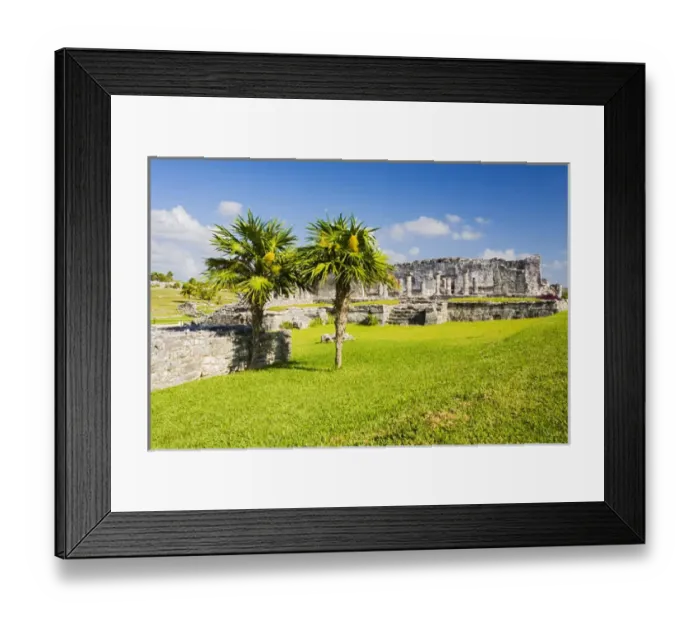 Framed Print : North America, Mexico, Quintana Roo, Tulum. The Tulum ruins are located on 39-ft (12-m) cliffs
