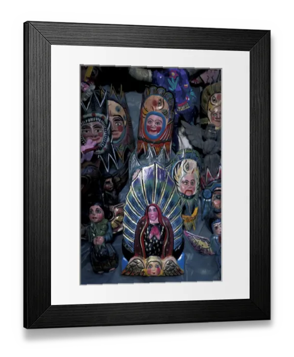 Framed Print : NA, Mexico, Taxco. Folkart, wood saints