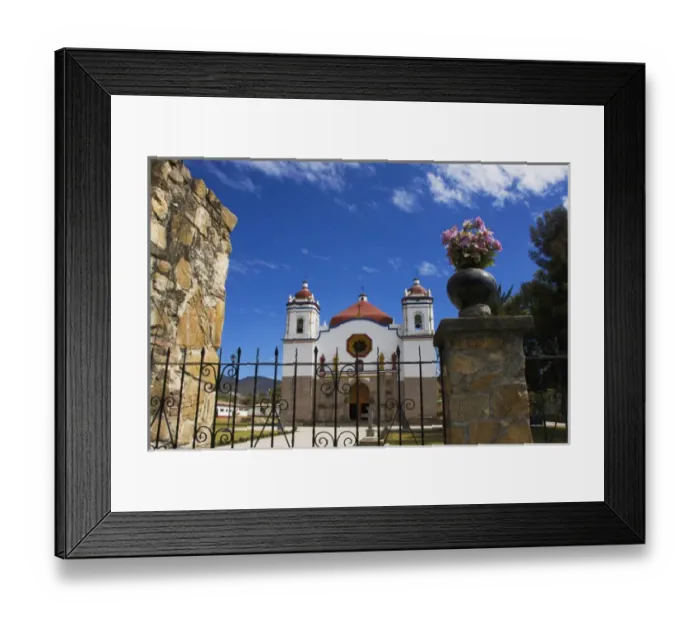 Framed Print : MEXICO, Oaxaca State, San Bartolo Coyotepec. The main cathedral along the highway Framed Print : MEXICO, Oaxaca State, San Bartolo Coyotepec. The main cathedral along the highway