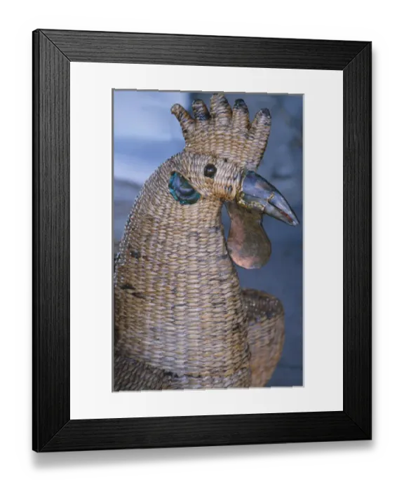 Framed Print : Mexico, Jalisco, Puerta Vallarta. Straw rooster on display
