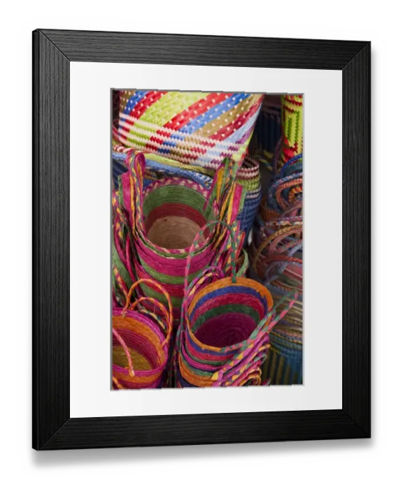 Framed Print : North America, Mexico, Oaxaca Province, Oaxaca, woven baskets on display at market Framed Print : North America, Mexico, Oaxaca Province, Oaxaca, woven baskets on display at market