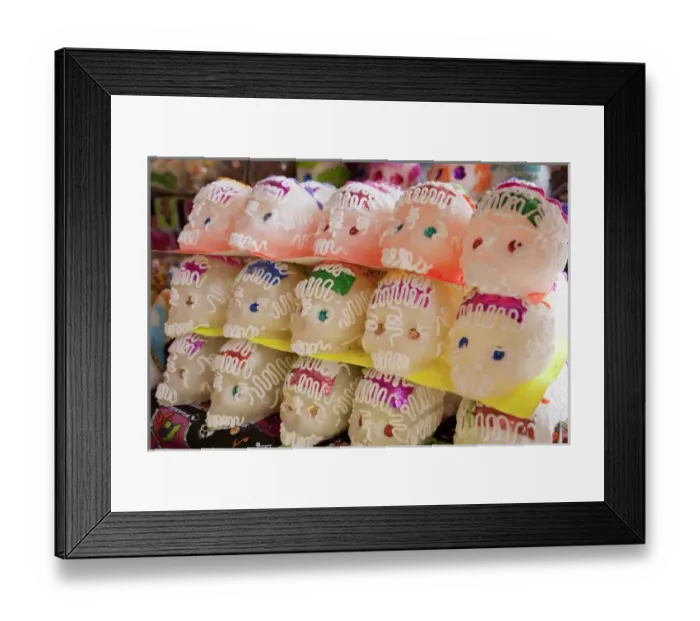 Framed Print : North America, Mexico, Oaxaca Province, Oaxaca, Abastos market, sugar skulls (calaveras