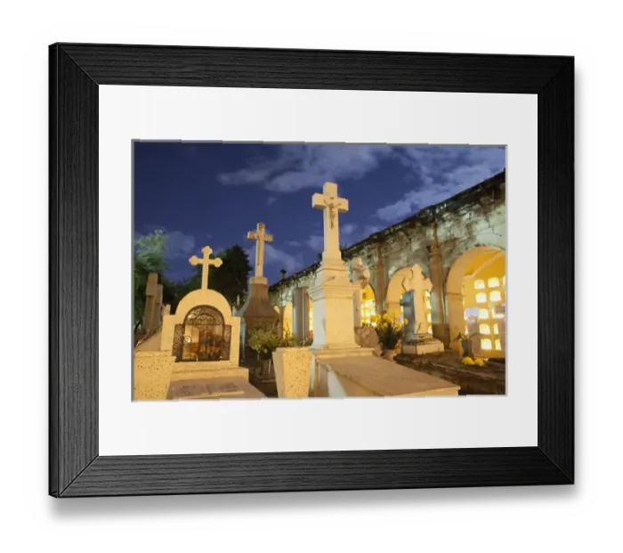 Framed Print : North America, Mexico, Oaxaca Province, Oaxaca, Pantheon San Miguel Cemetery, crosses