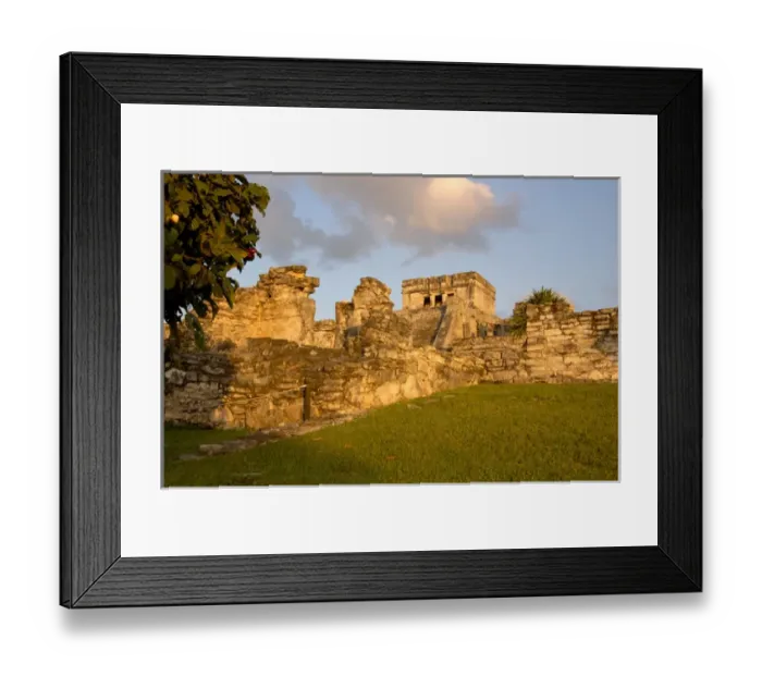 Framed Print : 06. Mexico, Tulum, ruins with sun setting on buildings Framed Print : 06. Mexico, Tulum, ruins with sun setting on buildings