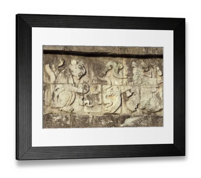 Framed Print : Mexico, Yucatan. Stone decorations; Chichen Itza ruins, Maya Civilization, 7th-13th Framed Print : Mexico, Yucatan. Stone decorations; Chichen Itza ruins, Maya Civilization, 7th-13th