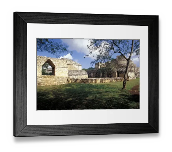 Framed Print : Mexico, Yucatan. Arch and defensive structures; Ek Balam ruins, Maya Civilization