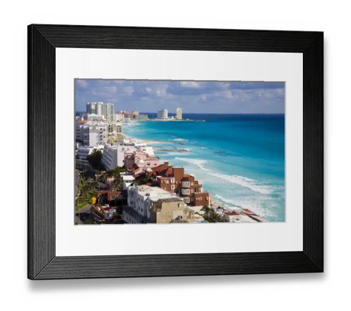 Framed Print : Mexico, Quintana Roo, Cancun, hotel zone on Isla Cancun, bordering the Caribbean Sea