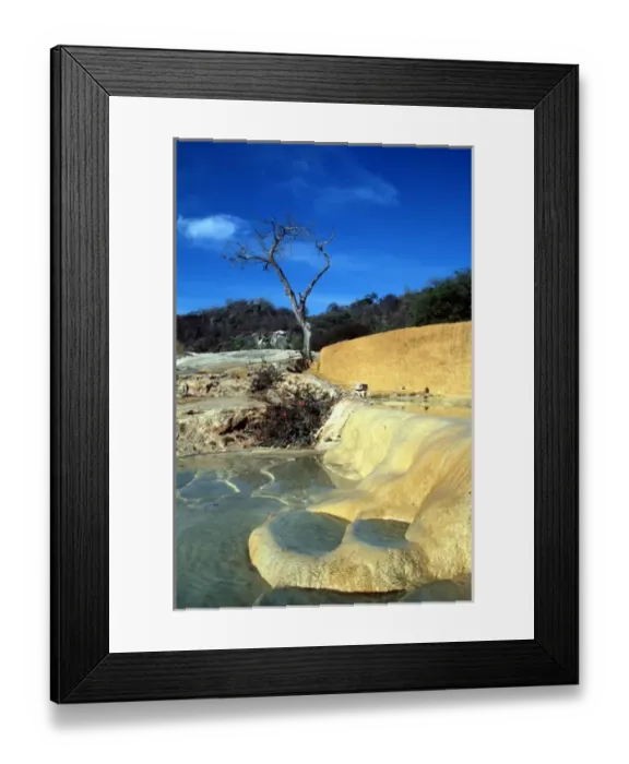 Framed Print : Hierve el Agua, or The Water Boils, consists of petrified minerals forming pools Framed Print : Hierve el Agua, or The Water Boils, consists of petrified minerals forming pools