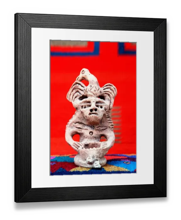 Framed Print : Pre-hispanic artifact, possibly Zapotec god Framed Print : Pre-hispanic artifact, possibly Zapotec god