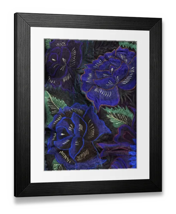Framed Print : Mexico, Chiapas, Detail on Tzotzil Mayan indian hand embroidered mens poncho