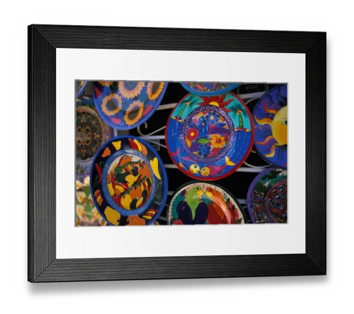 Framed Print : North America, Mexico, Baja California Sur, Cabo San Lucas Colorful plates, tourist Framed Print : North America, Mexico, Baja California Sur, Cabo San Lucas Colorful plates, tourist