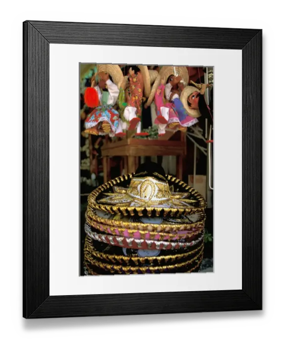 Framed Print : North America, Mexico, Guerrero Acapulco Hats and other tourist souvenirs