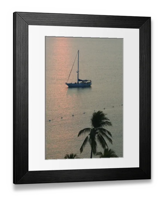 Framed Print : Mexico, Colima, Manzanillo. Manzanillo Bay / Sailboat at Sunrise Framed Print : Mexico, Colima, Manzanillo. Manzanillo Bay / Sailboat at Sunrise