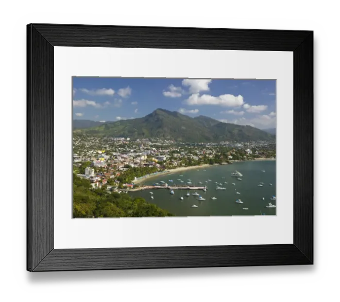 Framed Print : Mexico, Guerrero, Zihuatanejo. High Vantage Town View / Daytime Framed Print : Mexico, Guerrero, Zihuatanejo. High Vantage Town View / Daytime