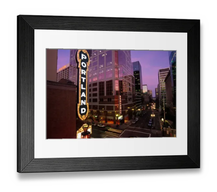 Framed Print : USA, Oregon, Portland, The Portland sign at the Arlene Schnitzer Concert Hall on Broadway Framed Print : USA, Oregon, Portland, The Portland sign at the Arlene Schnitzer Concert Hall on Broadway