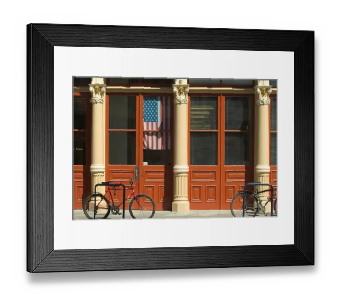 Framed Print : USA, Oregon, Portland, Bicycles parked at entrance to the Blagen building in Old Town Framed Print : USA, Oregon, Portland, Bicycles parked at entrance to the Blagen building in Old Town