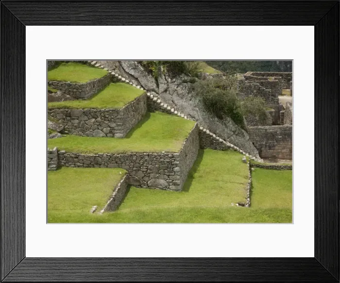 Framed Print : South America, Peru, Machu Picchu. Close-up of agricultural terraces. (UNESCO World Framed Print : South America, Peru, Machu Picchu. Close-up of agricultural terraces. (UNESCO World