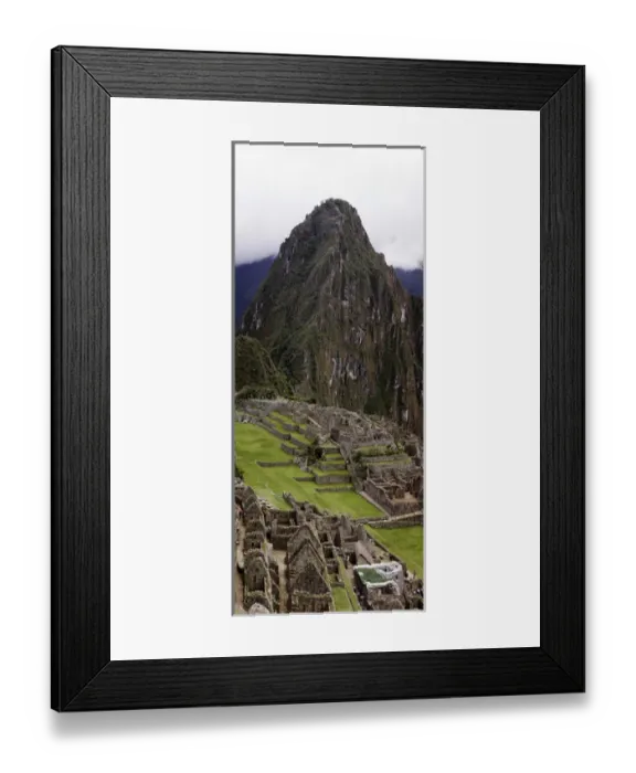 Framed Print : South America, Peru, Machu Picchu. Vertical panorama of the ruins and Huayna Picchu mountain Framed Print : South America, Peru, Machu Picchu. Vertical panorama of the ruins and Huayna Picchu mountain