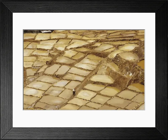 Framed Print : Workers still collect salt from the Maras Salinas, much as they did in the time of the Incas Framed Print : Workers still collect salt from the Maras Salinas, much as they did in the time of the Incas