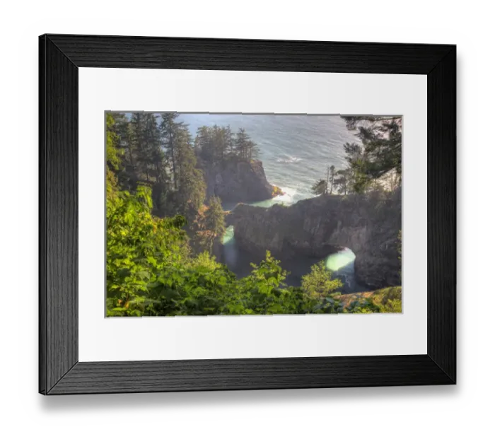 Framed Print : OR, Oregon Coast, Samuel H. Boardman State Scenic Corridor, Natural Bridges
