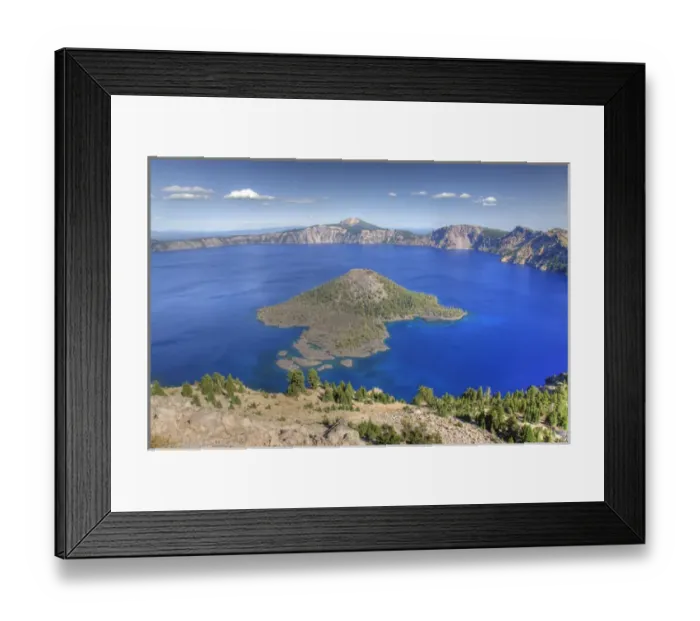Framed Print : OR, Crater Lake National Park, Wizard Island and Crater Lake, view from The Watchman area