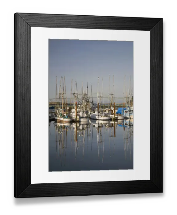 Framed Print : OR, Oregon Coast, Newport, Commercial fishing fleet at the Port of Newport, Yaquina