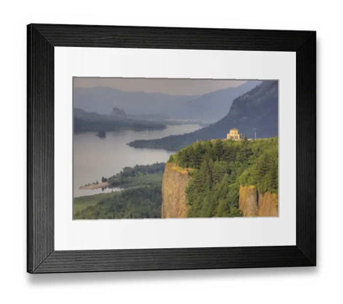 Framed Print : OR, Columbia River Gorge, Vista House at Crown Point, and the Columbia River Framed Print : OR, Columbia River Gorge, Vista House at Crown Point, and the Columbia River