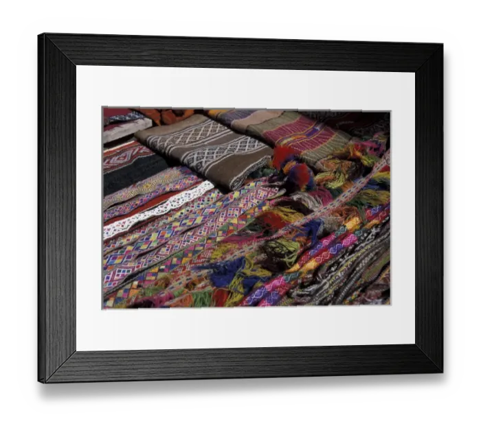 Framed Print : South America, Peru, famous Pisac market, Peruvian crafts, colorful textiles Framed Print : South America, Peru, famous Pisac market, Peruvian crafts, colorful textiles