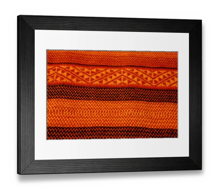 Framed Print : South America, Peru, Pisac Market - Pervian handicrafts, detail of handmade orange