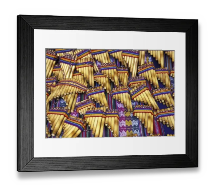 Framed Print : South America, Peru, Aquas Calientes. Pan flutes to be purchased Framed Print : South America, Peru, Aquas Calientes. Pan flutes to be purchased