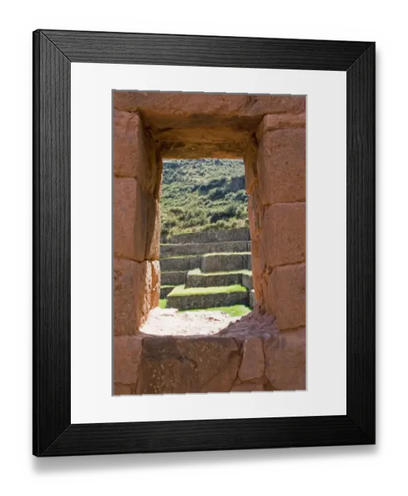 Framed Print : South America - Peru. Inca site of Tipon with terracing and irrigation system lies